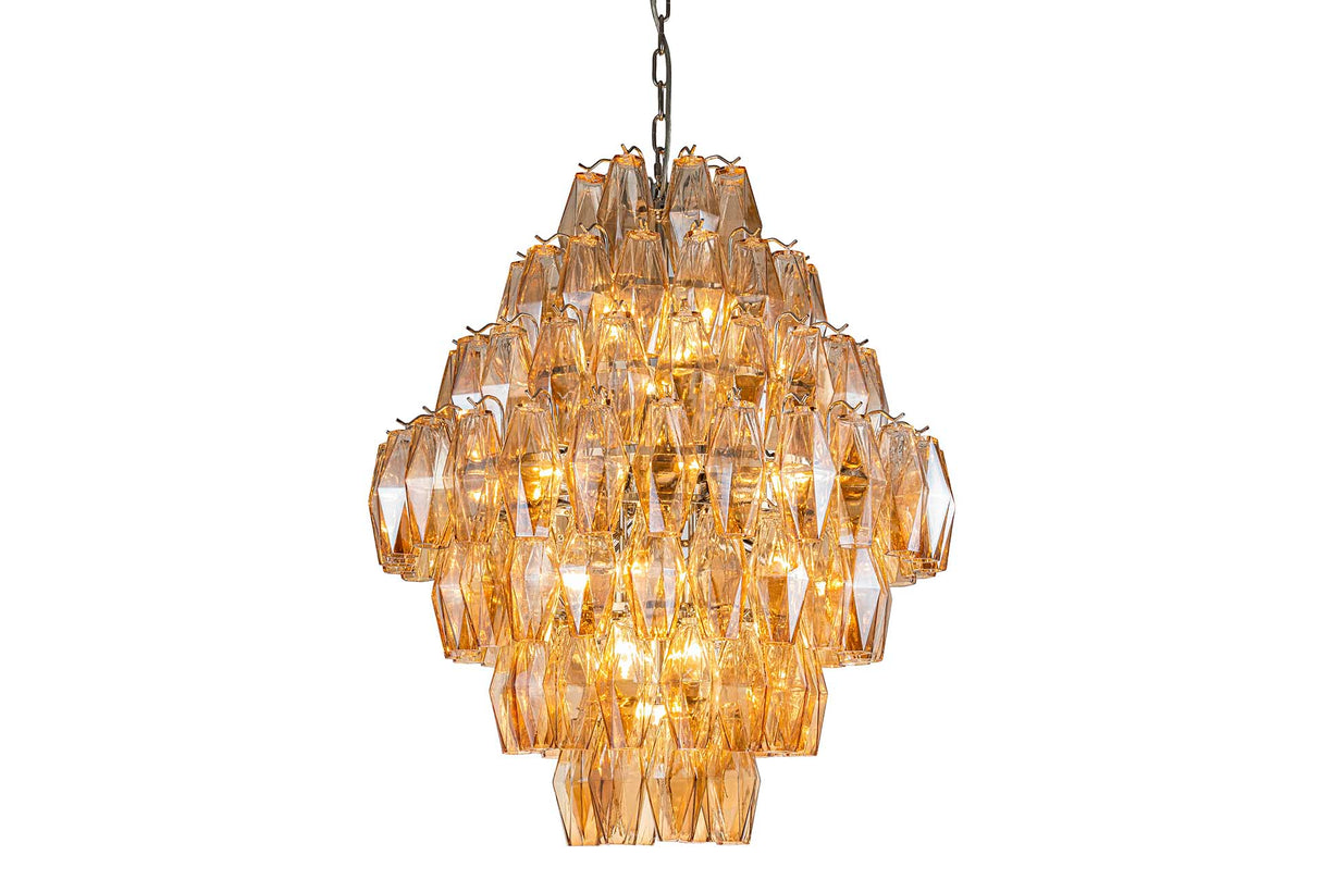 LAMPARA TECHO CRISTAL METAL PLATEADO 65x65x74 CM