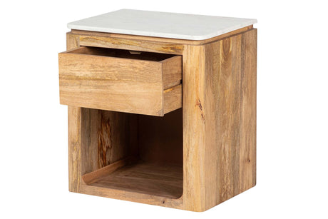 MESITA MADERA MANGO MARMOL FELO 55x40x60 CM