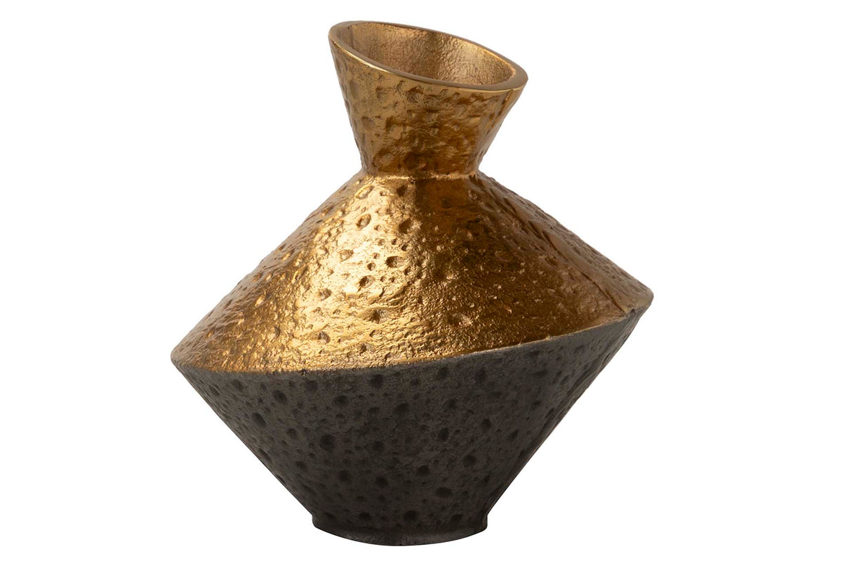 Schwarz / Gold Aluminium Florero 16x16x16 cm