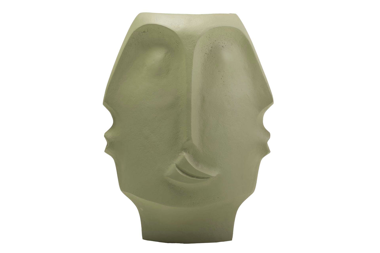 Fleur du visage en aluminium vert 21x14x27 cm