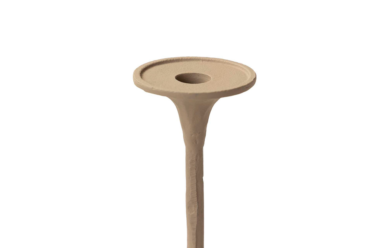 CANDELABRO ALUMINIO BEIGE 14x14x41 CM