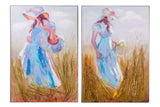 Définir 2 images de femmes 40% peintes à la main 72x5x102 cm