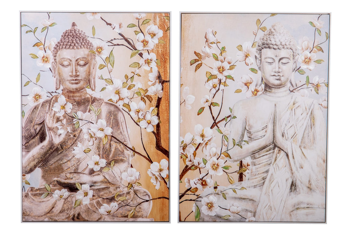 Définir 2 images de Bouddha 40% peintes à la main 72x5x102 cm