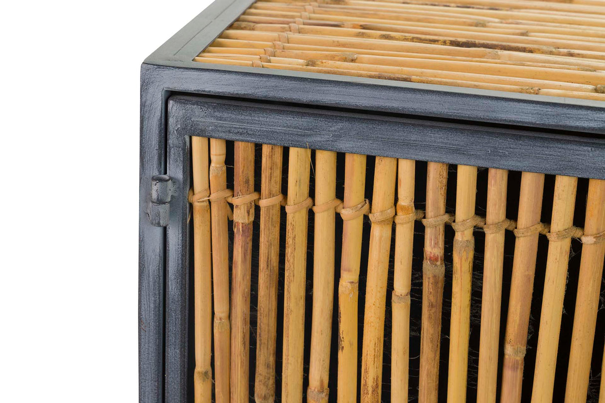 Metal bambu azul marrom 120x41x82 cm