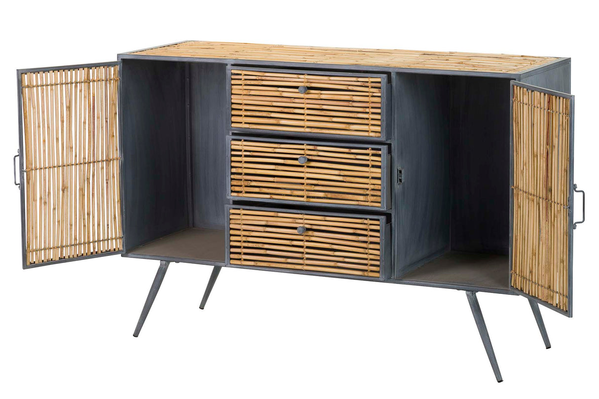 Metal bambu azul marrom 120x41x82 cm