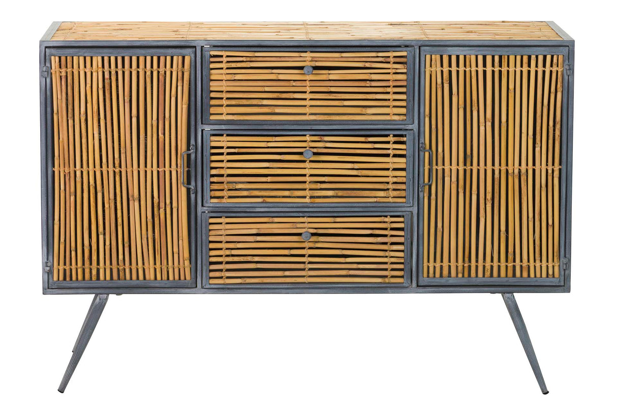 Metal bambu azul marrom 120x41x82 cm