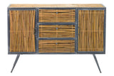 APARADOR METAL BAMBU AZUL MARRON 120x41x82 CM