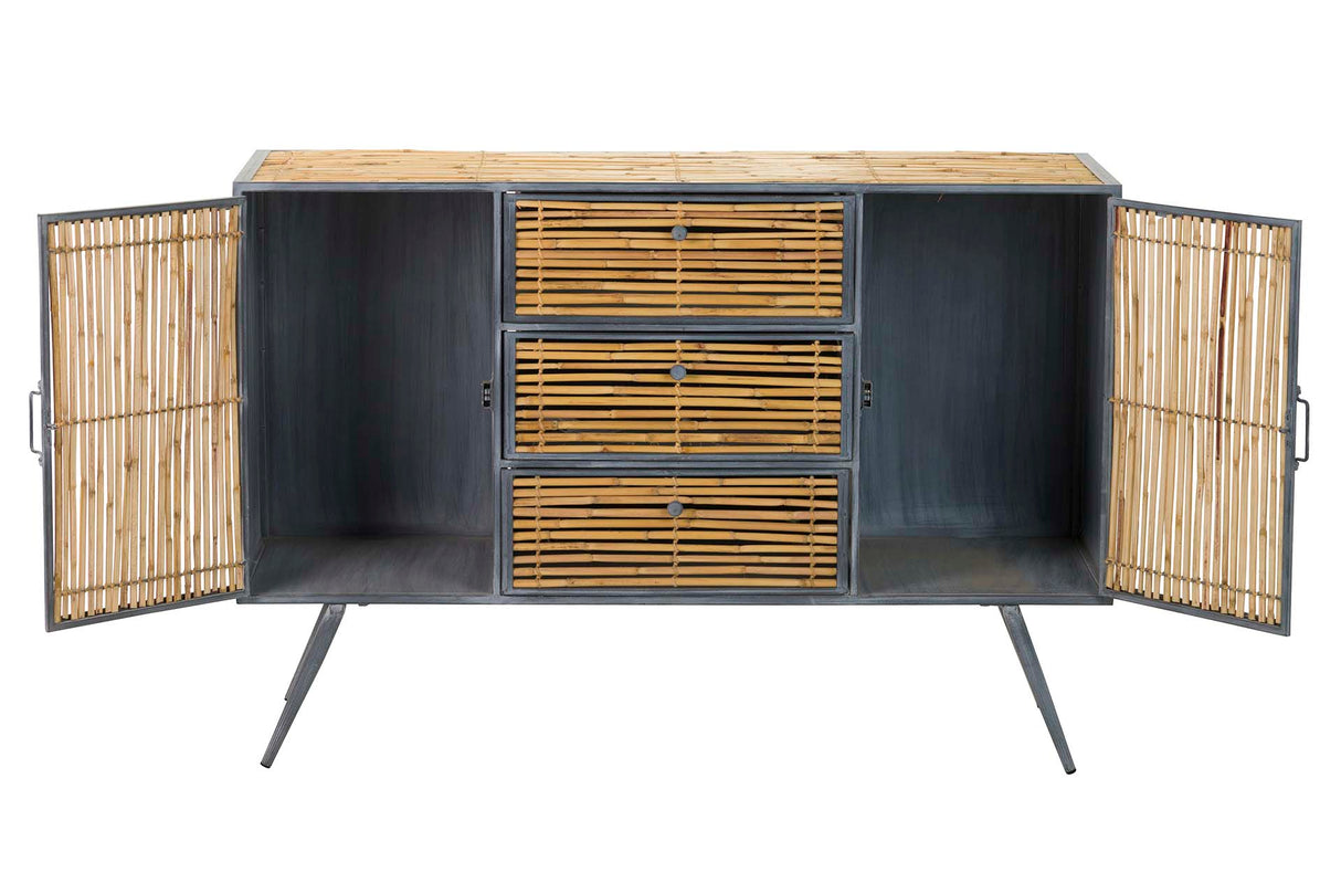 Metallmetall Bambu Blue Braun 120x41x82 cm