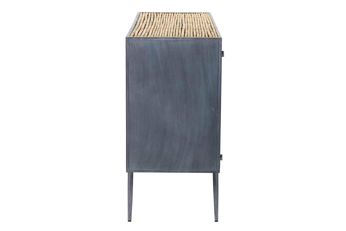 APARADOR METAL BAMBU AZUL MARRON 120x41x82 CM