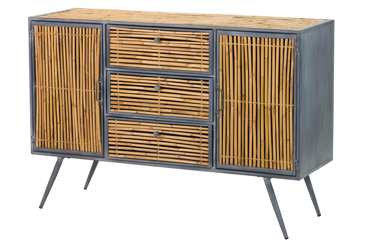 APARADOR METAL BAMBU AZUL MARRON 120x41x82 CM