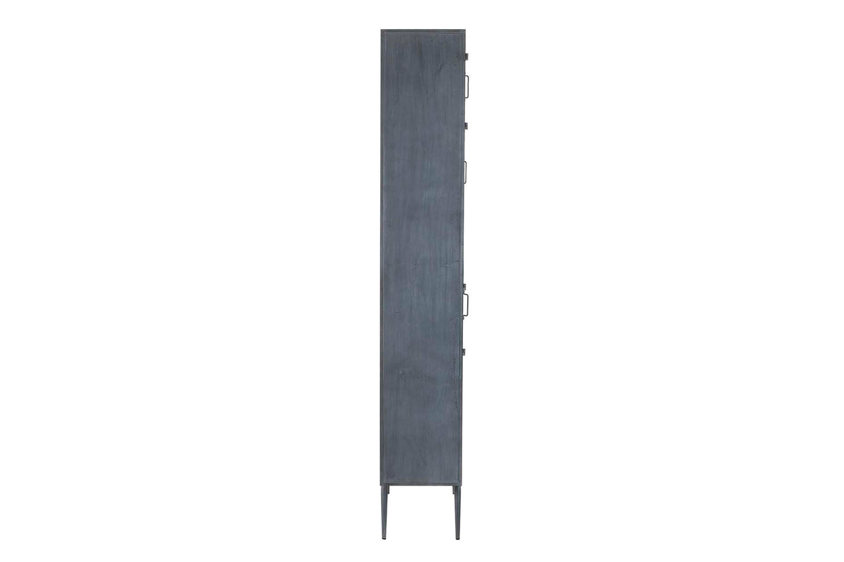 LIBRERO METAL BAMBU AZUL MARRON 65x31x186 CM