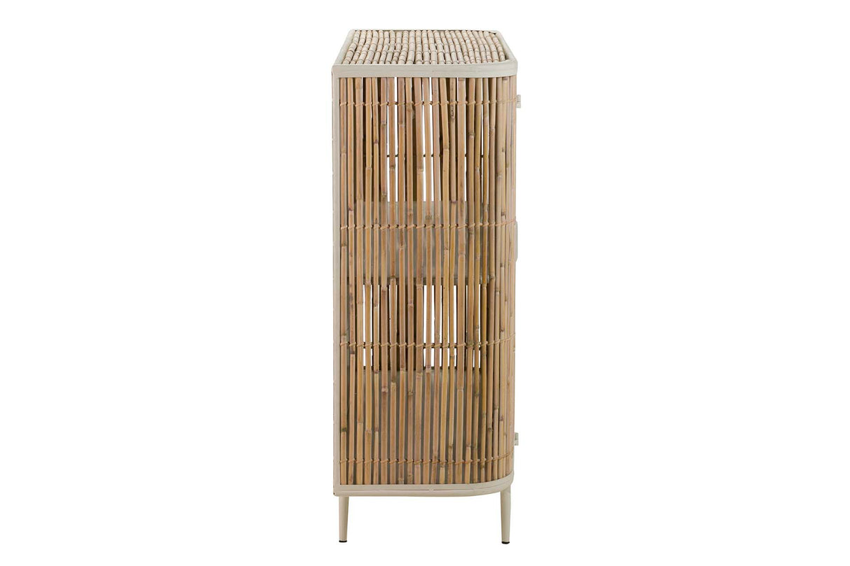 APARADOR METAL BAMBU BEIGE MARRON 100x34x91 CM