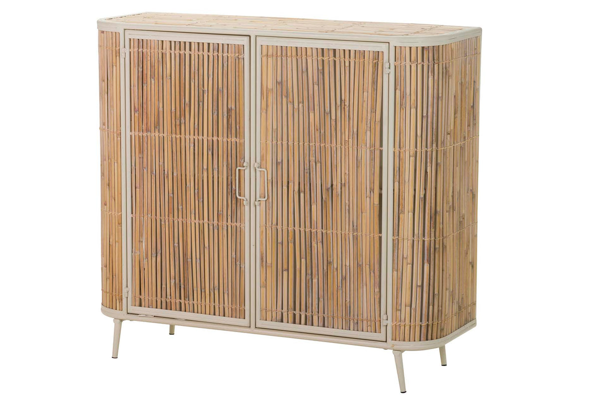 Metal Bambu Beige Marron 100x34x91 cm