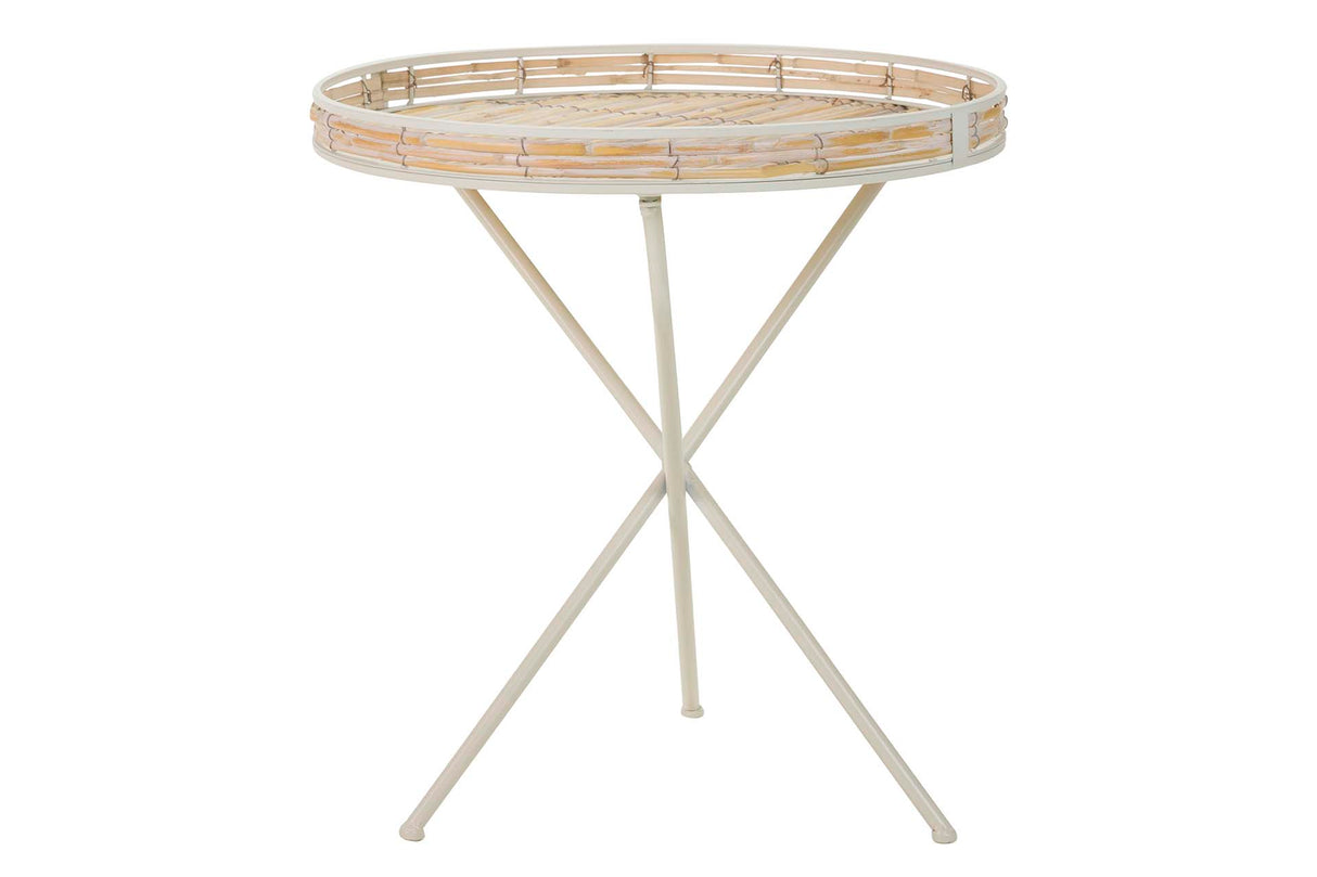 Métal Bambu Beige Marron Metal Table 61x61x60 cm