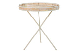 Métal Bambu Beige Marron Metal Table 61x61x60 cm