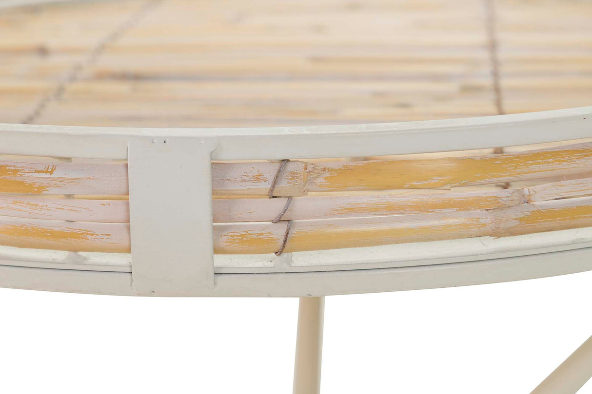 Métal Bambu Beige Marron Metal Table 61x61x60 cm