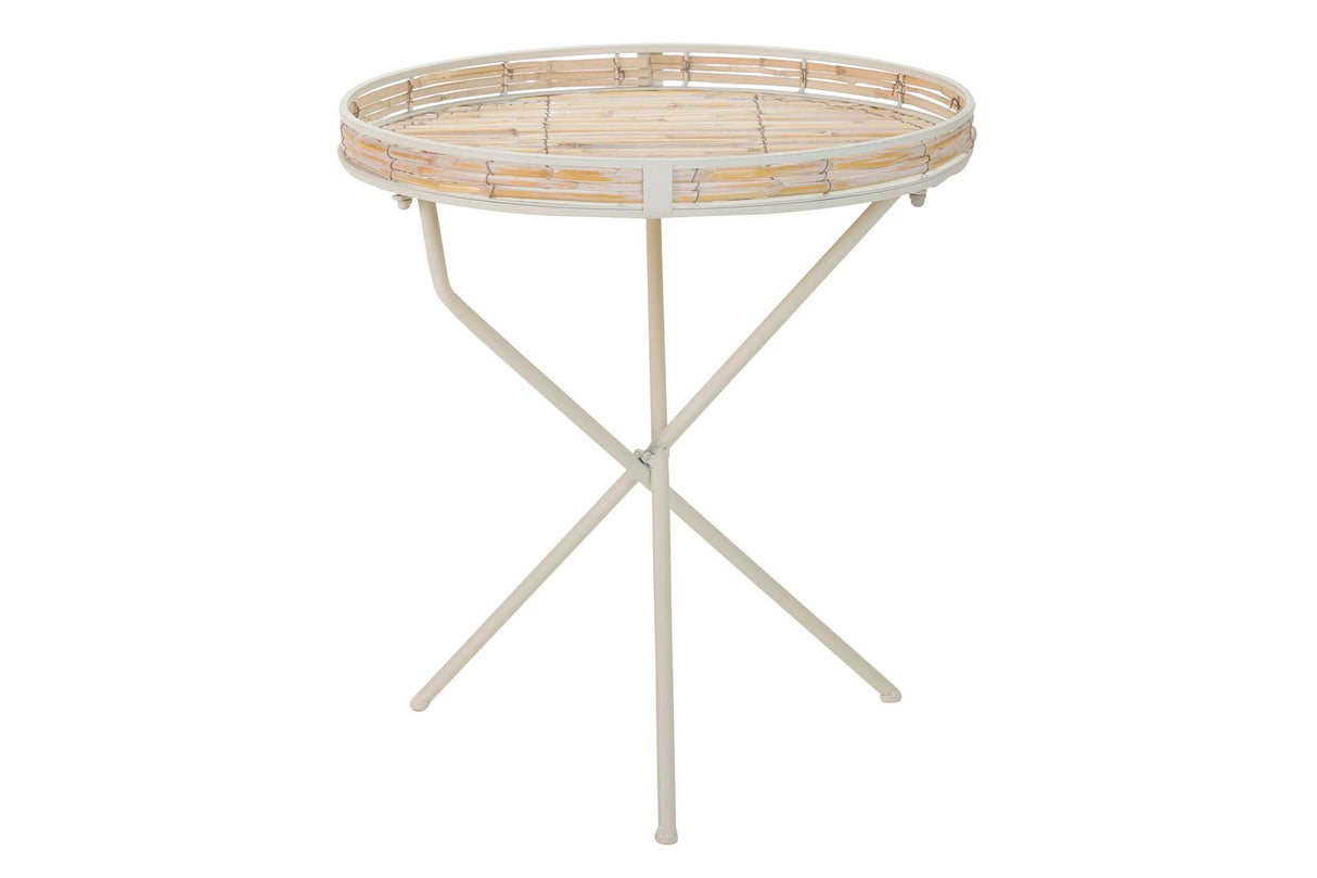 Métal Bambu Beige Marron Metal Table 61x61x60 cm