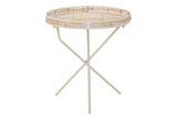 Métal Bambu Beige Marron Metal Table 61x61x60 cm