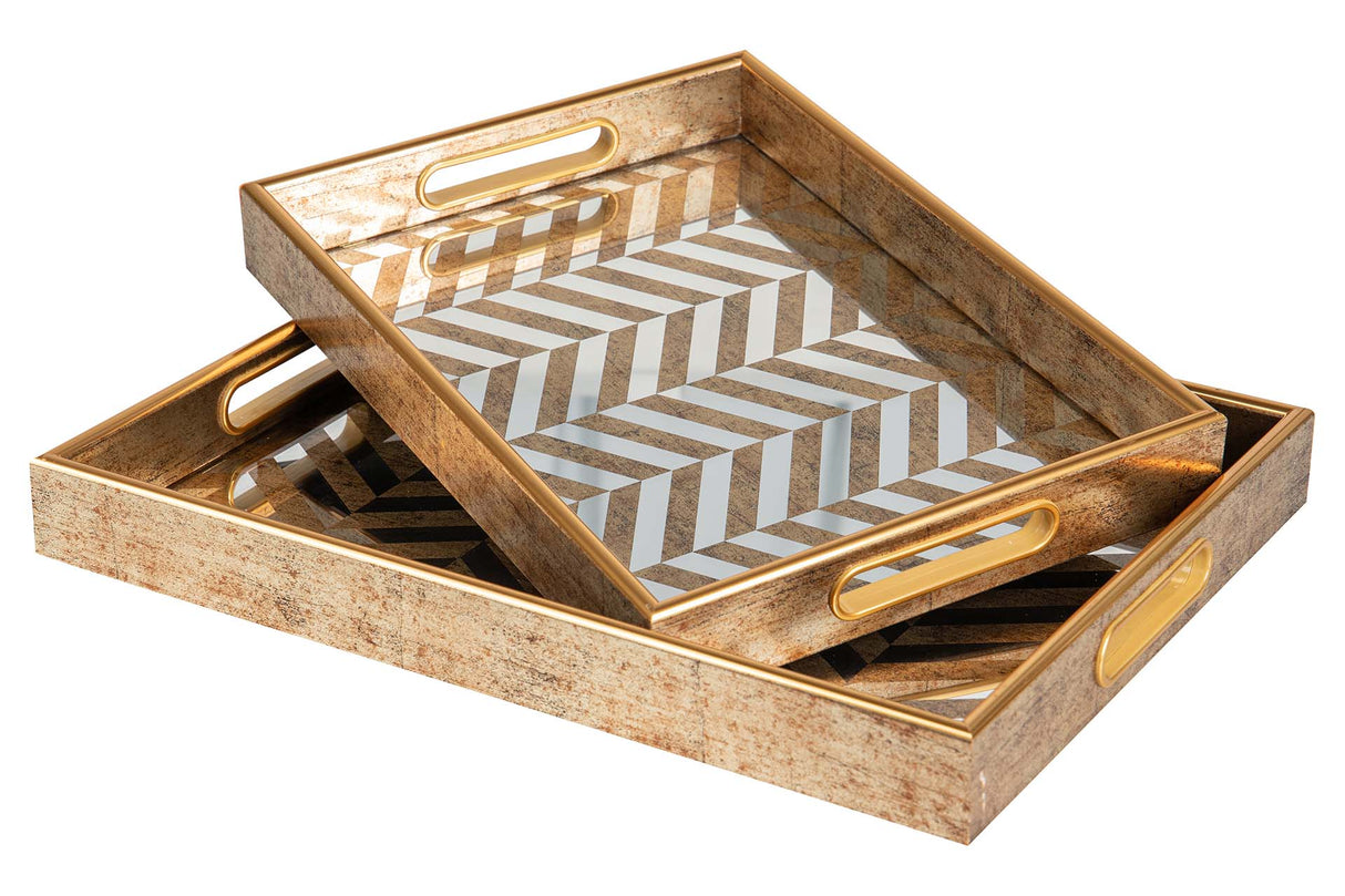 SET 2 BANDEJAS CRISTAL PU 40x30x5 35x25x5 CM