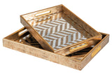 SET 2 BANDEJAS CRISTAL PU 40x30x5 35x25x5 CM