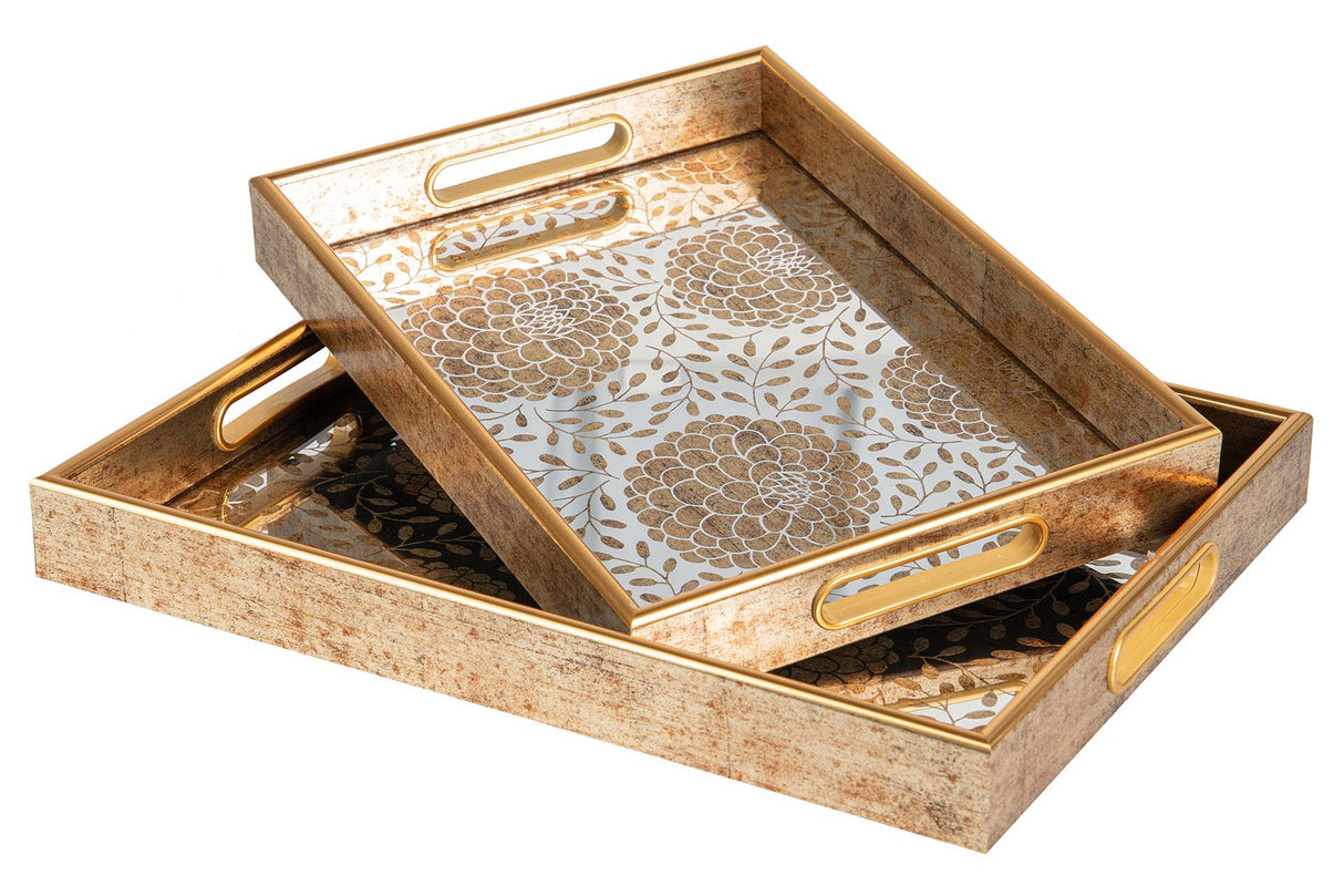 SET 2 BANDEJAS CRISTAL PU 40x30x5 35x25x5 CM