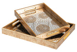 SET 2 BANDEJAS CRISTAL PU 40x30x5 35x25x5 CM