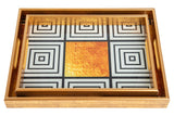SET 2 BANDEJAS CRISTAL PU 40x30x5 35x25x5 CM