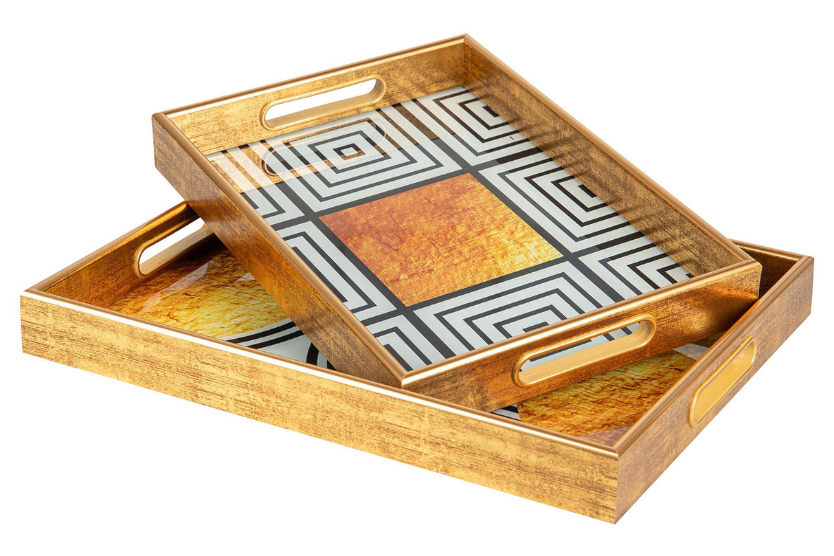 SET 2 BANDEJAS CRISTAL PU 40x30x5 35x25x5 CM