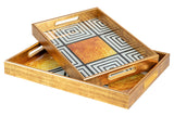 SET 2 BANDEJAS CRISTAL PU 40x30x5 35x25x5 CM