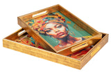SET 2 BANDEJAS CRISTAL PU 40x30x5 35x25x5 CM