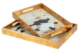 SET 2 BANDEJAS CRISTAL PU 40x30x5 35x25x5 CM