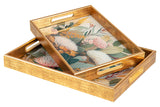 SET 2 BANDEJAS CRISTAL PU 40x30x5 35x25x5 CM