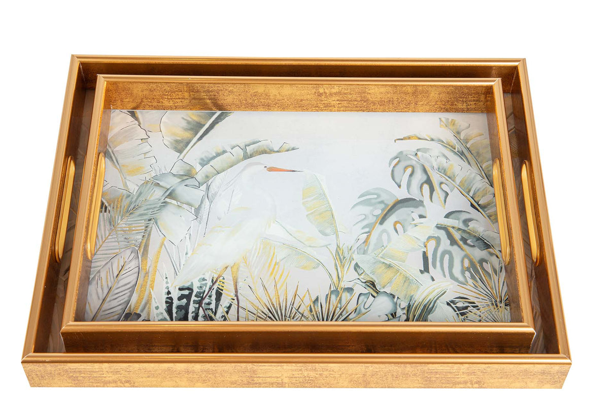 SET 2 BANDEJAS CRISTAL PU 40x30x5 35x25x5 CM