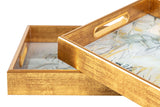 SET 2 BANDEJAS CRISTAL PU 40x30x5 35x25x5 CM