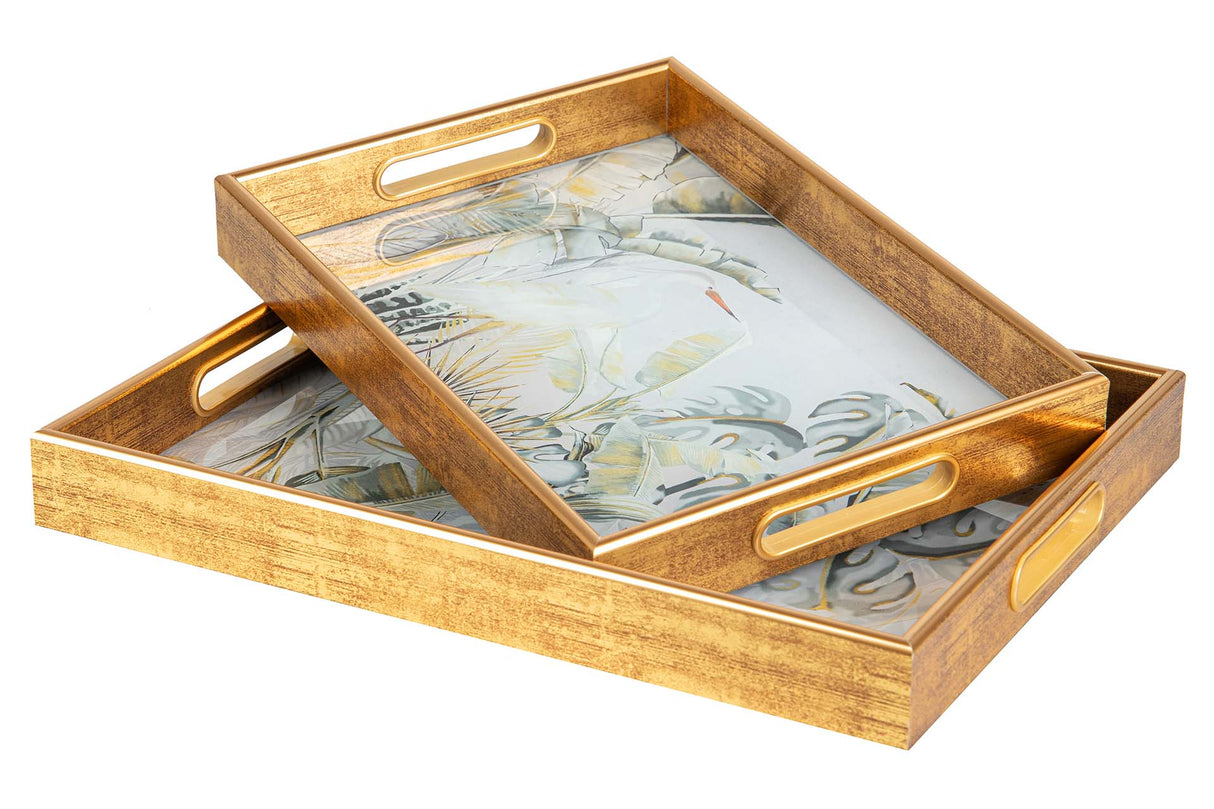 SET 2 BANDEJAS CRISTAL PU 40x30x5 35x25x5 CM