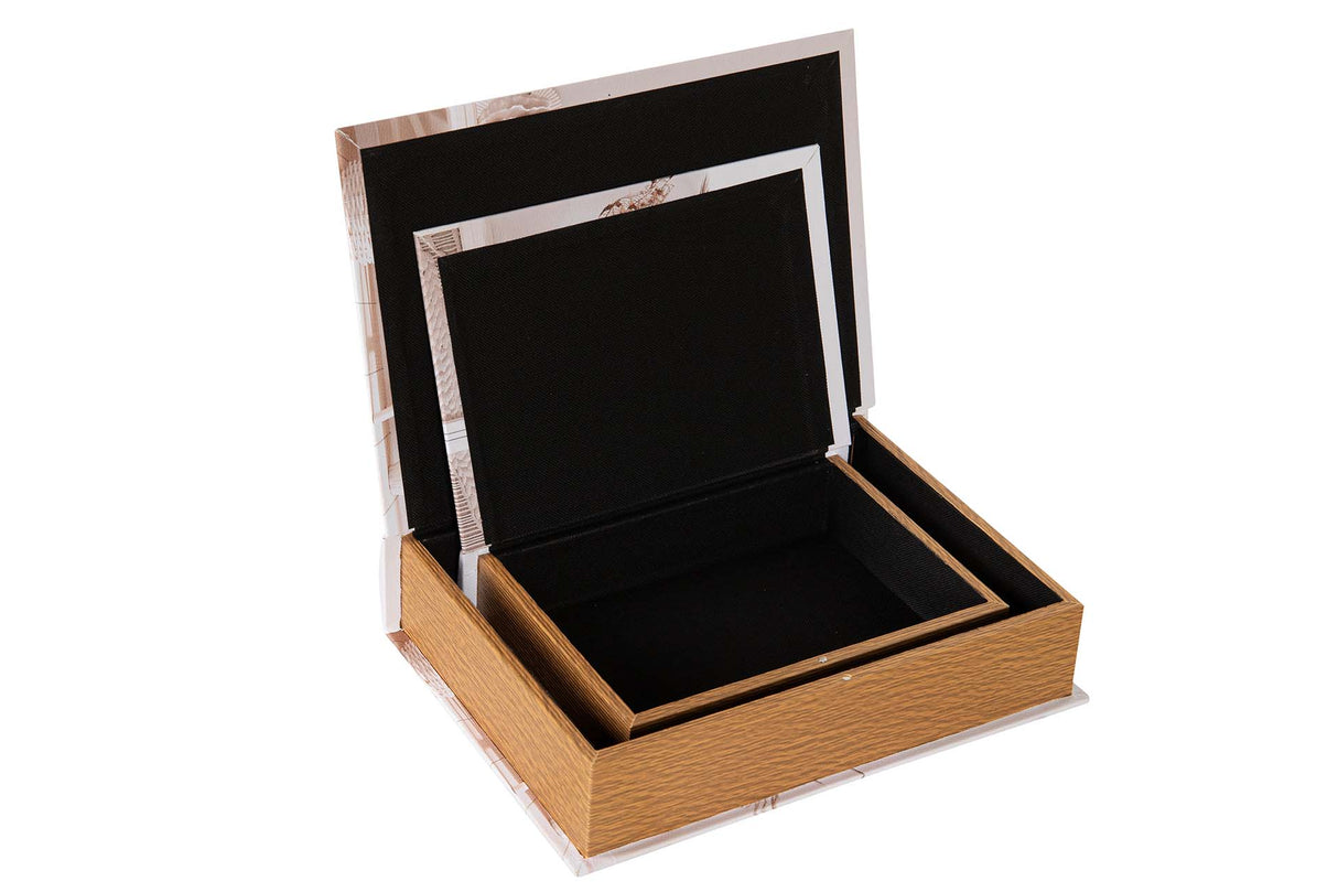 SET 2 CAJAS LIBRO DECORACION 34x25x7 27x20x6 CM