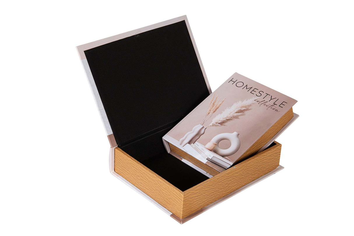 SET 2 CAJAS LIBRO DECORACION 34x25x7 27x20x6 CM