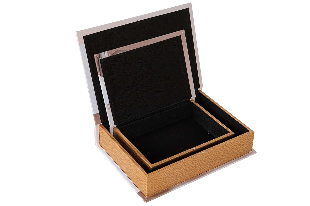 SET 2 CAJAS LIBRO DECORACION 34x25x7 27x20x6 CM