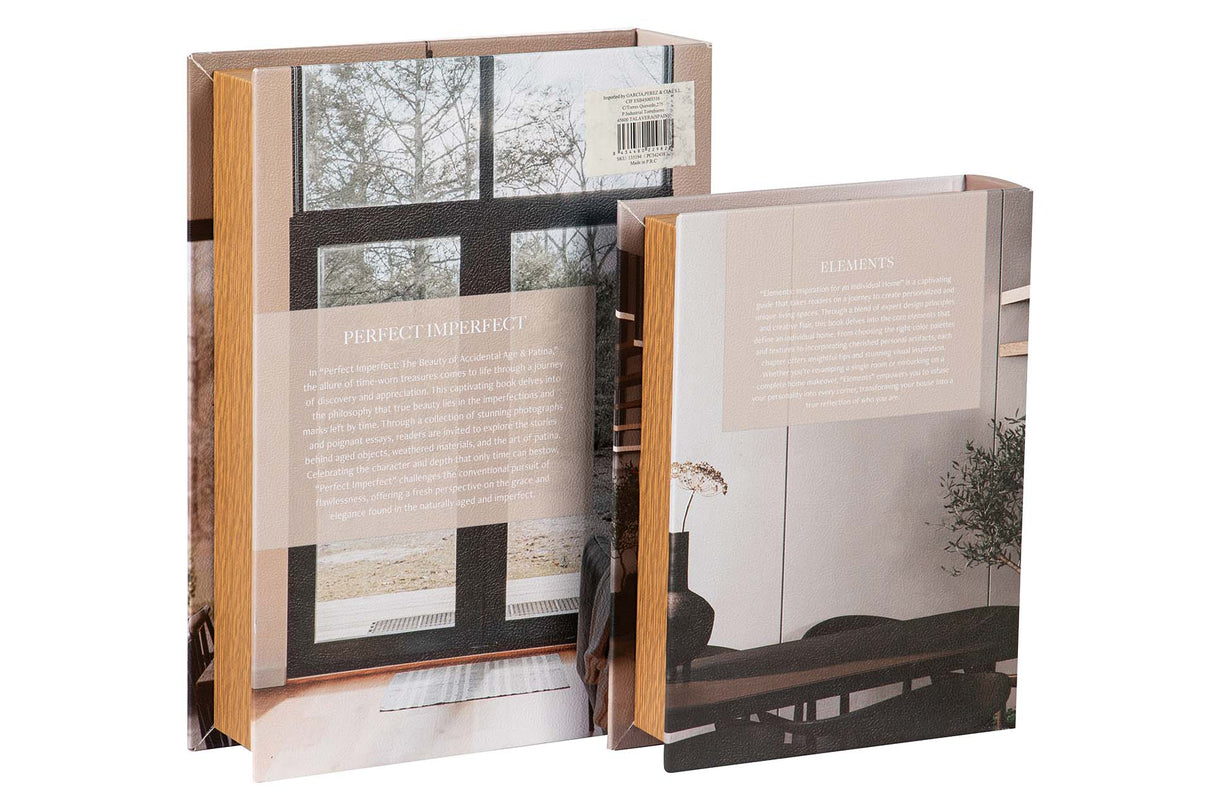 SET 2 CAJAS LIBRO DECORACION 34x25x7 27x20x6 CM