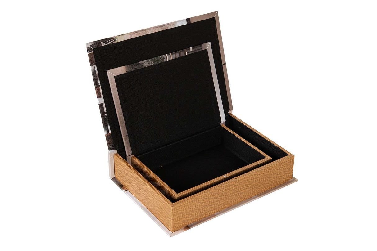 SET 2 CAJAS LIBRO DECORACION 34x25x7 27x20x6 CM