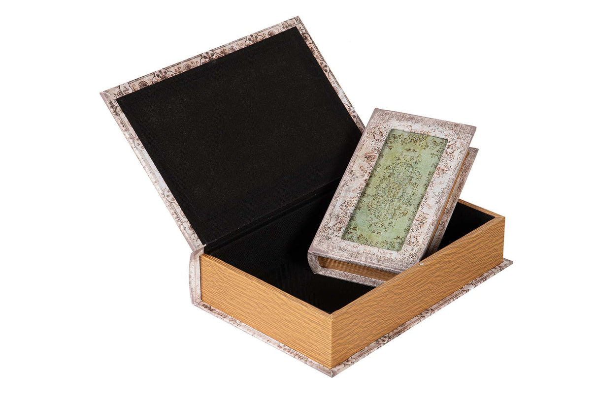 SET 2 CAJAS LIBRO ESPEJO 33x22x7 23x14x5 CM