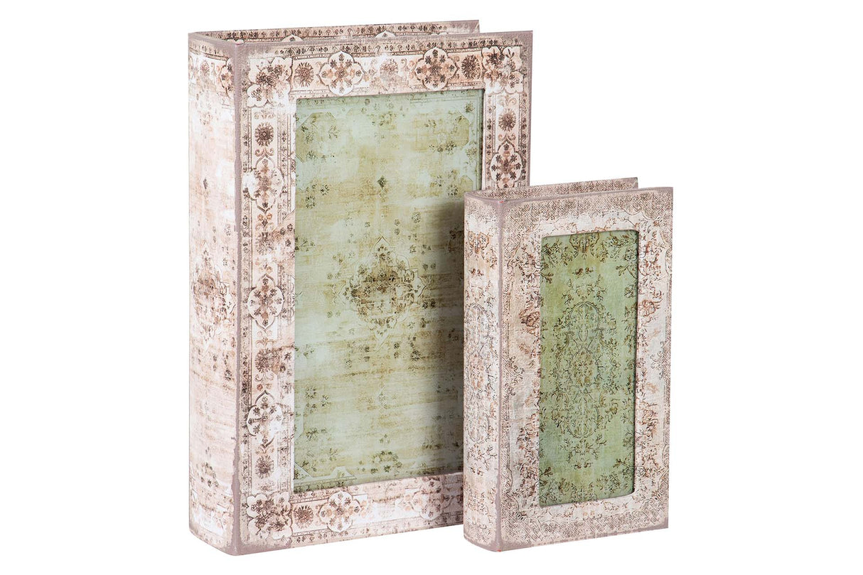 SET 2 CAJAS LIBRO ESPEJO 33x22x7 23x14x5 CM