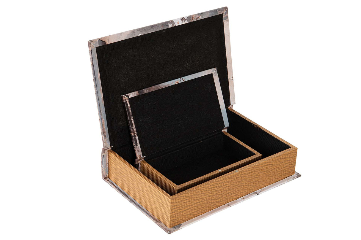 SET 2 CAJAS LIBRO ESPEJO 33x22x7 23x14x5 CM