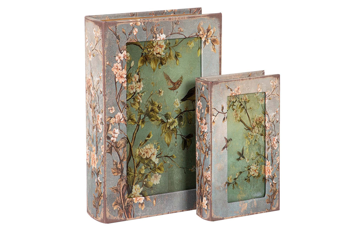 SET 2 CAJAS LIBRO ESPEJO 33x22x7 23x14x5 CM