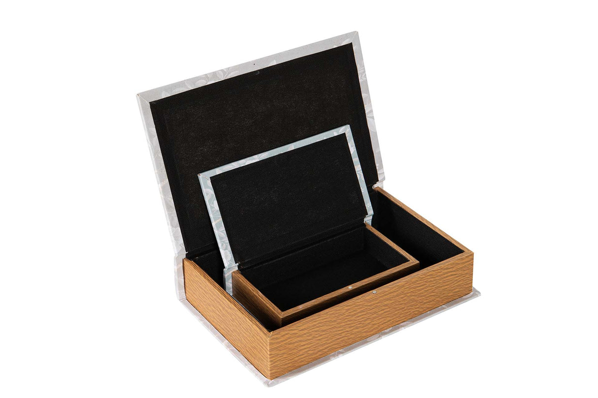 SET 2 CAJAS LIBRO ESPEJO 33x22x7 23x14x5 CM