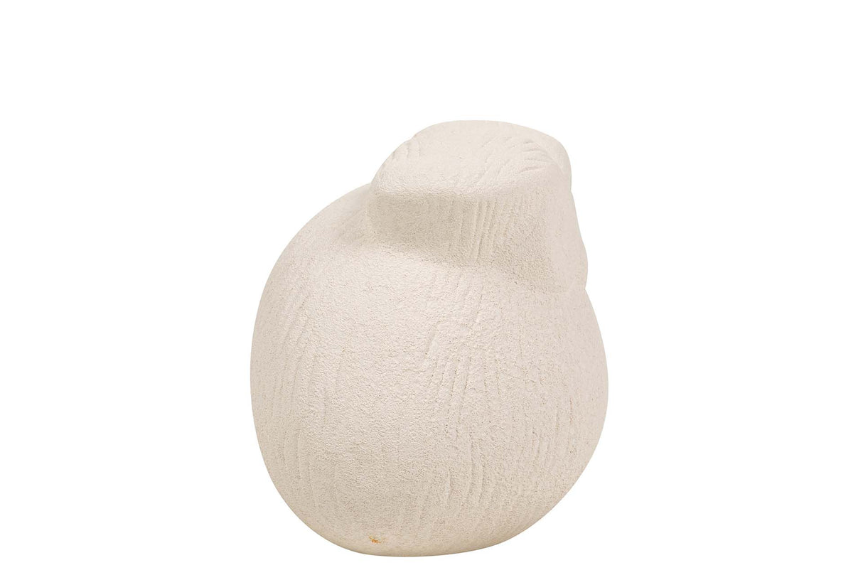 FIGURA BUHO CERAMICA BEIGE 17x17x17 CM