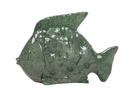 Grüner Keramikfisch Abbildung 30x24x10 cm