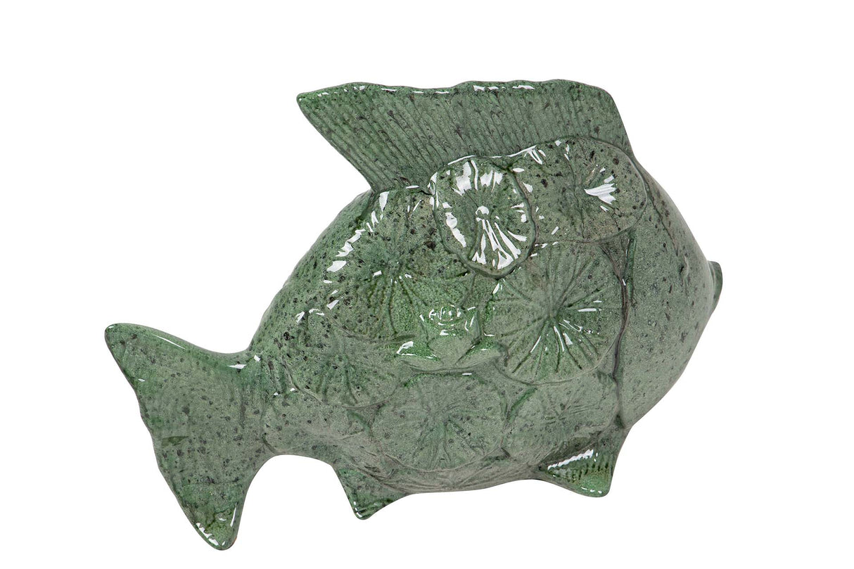 Poisson en céramique verte Figure 30x24x10 cm