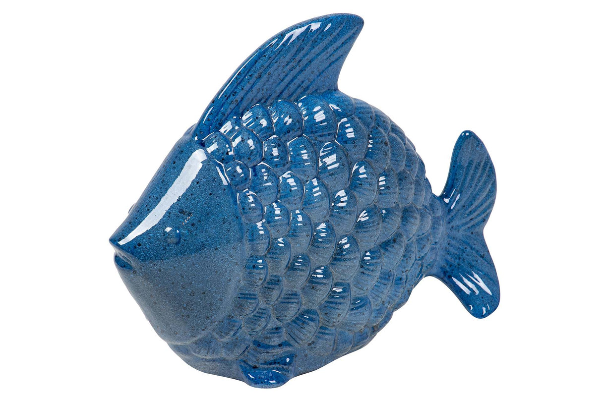 FIGURA PEZ CERAMICA AZUL 34x29x11 CM