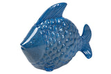 FIGURA PEZ CERAMICA AZUL 34x29x11 CM